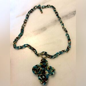 ZENZII long acrylic blue tortoise shell necklace
